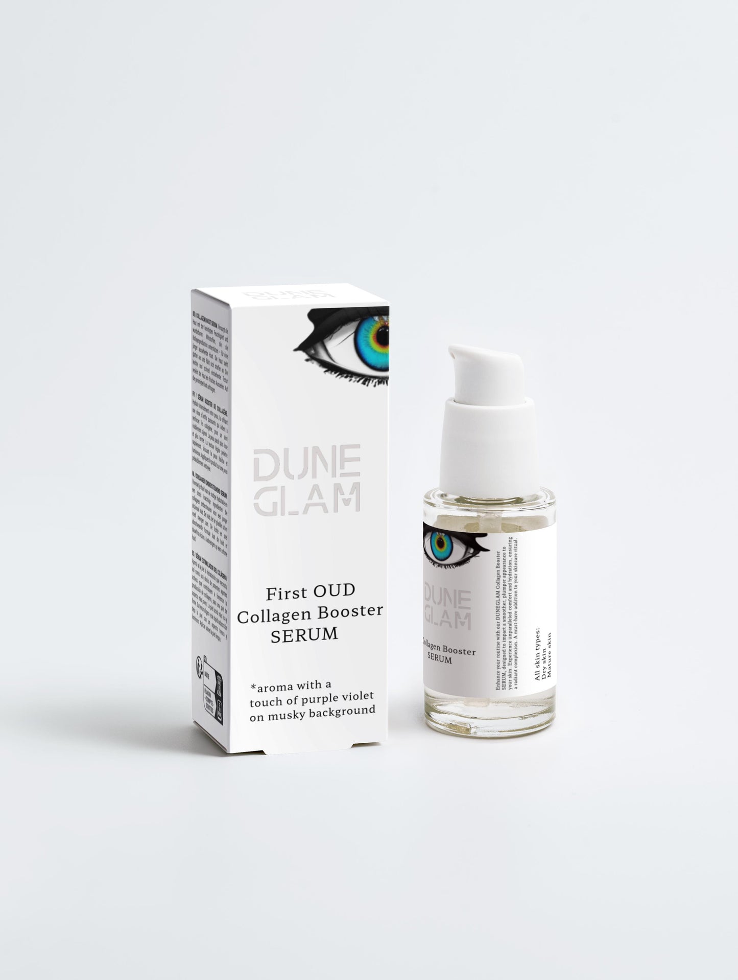 DUNEGLAM Collagen Booster Serum 30ml – With Hyaluronic Acid for firm contours, improved elasticity, and intense hydration. Minimizes lines and wrinkles for a plump, radiant complexion